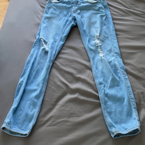 Baby Blue Hollister Ripped Jeans W 29 L 30 - Picture 1 of 4